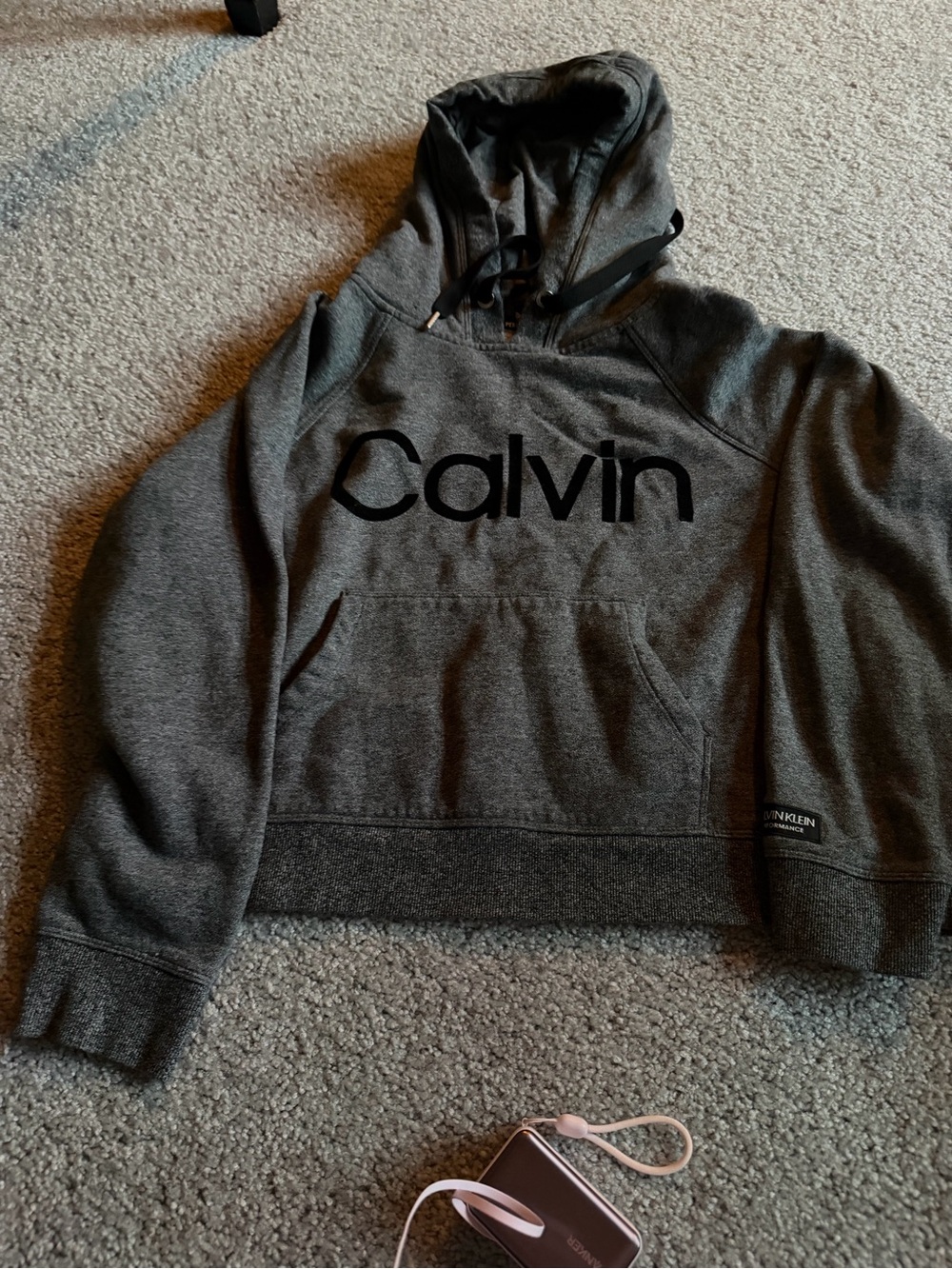 Calvin Klein Charcoal Gray Logo Hoodie